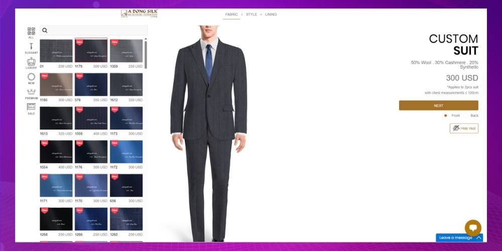 Customize là một trong những tính năng cần thiết khi thiết kế website bán vest