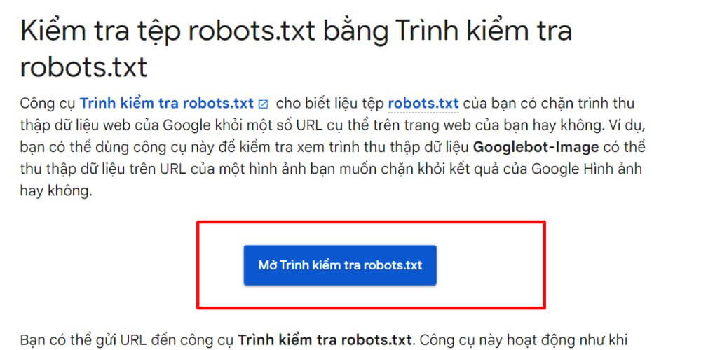 Cách check file robots.txt bằng công cụ robots.txt tester tool