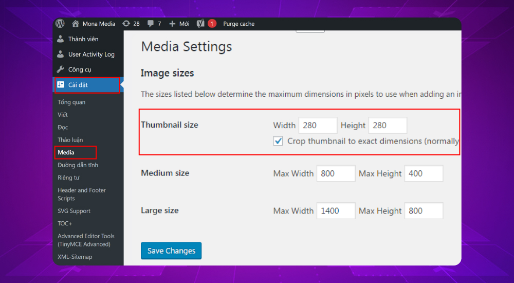 Hướng dẫn đổi kích thước Featured Image WordPress