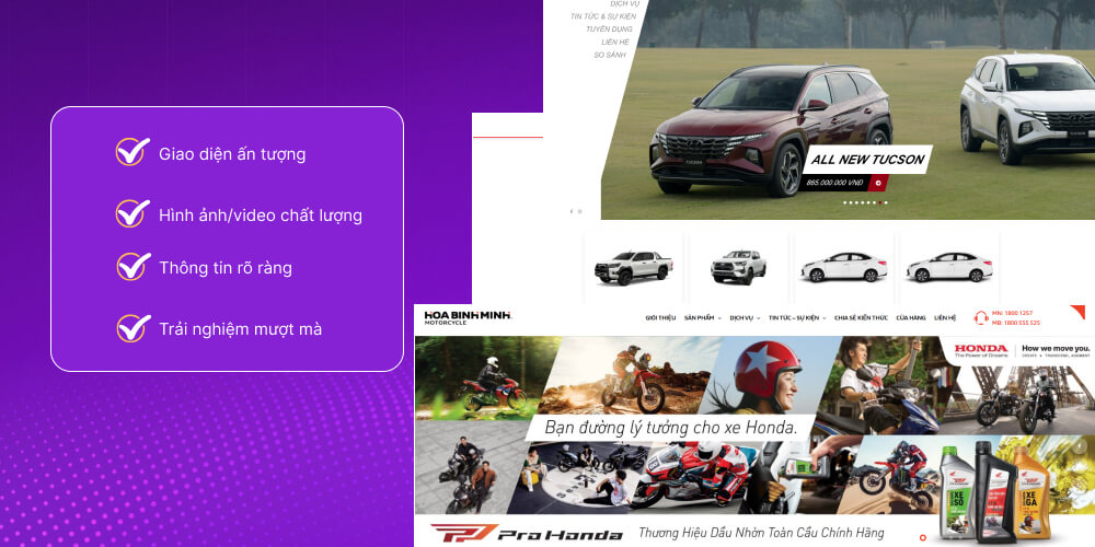 Cấu trúc của web bán ô tô, xe máy