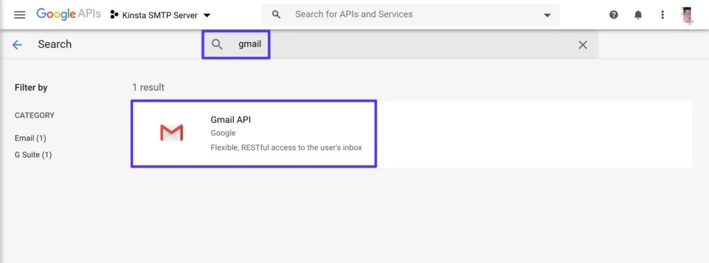 Chọn Gmail API