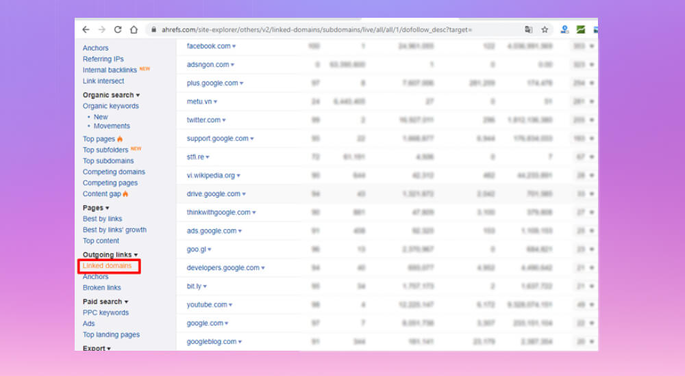 Bấm chọn Linked domains