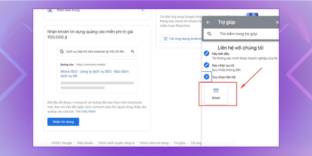 Chọn cách liên lạc để Google liên hệ với bạn
