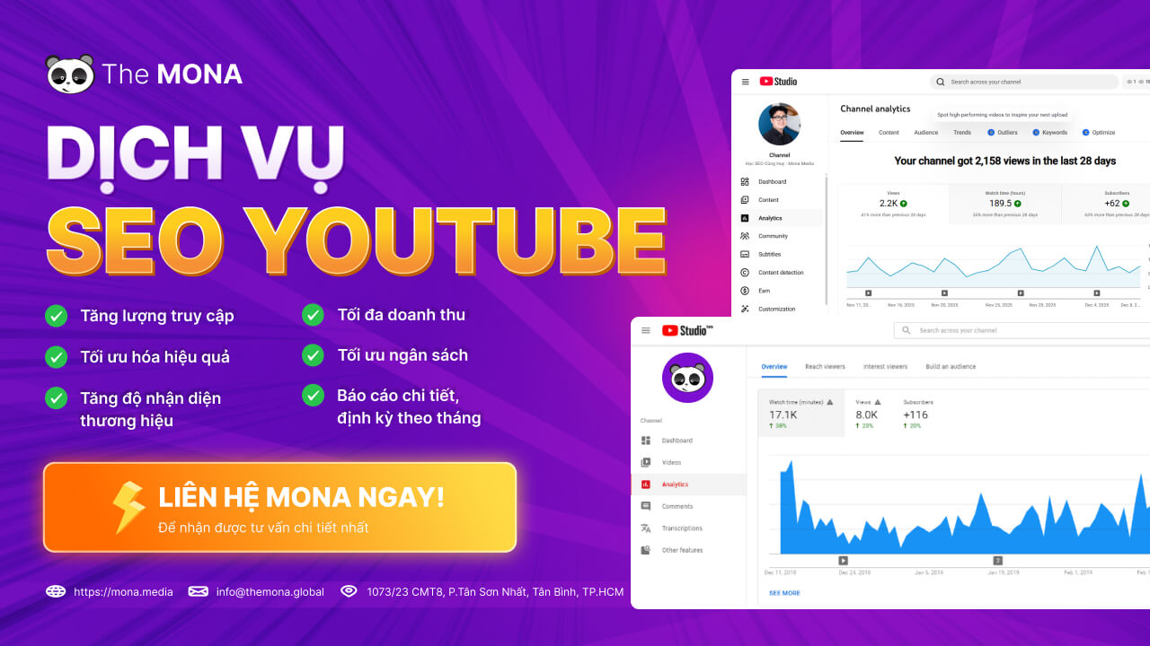 dịch vụ SEO youtube MONA