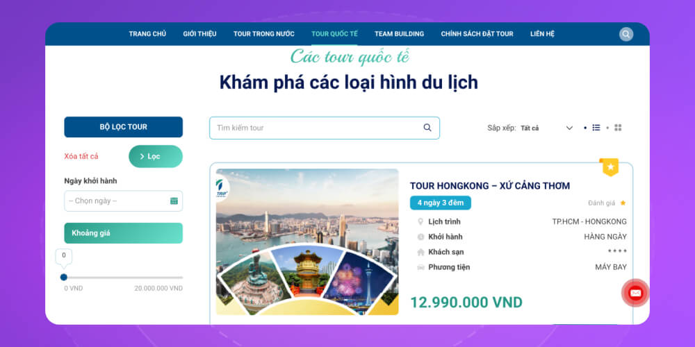 Dịch vụ thiết kế website du lịch đủ tính năng