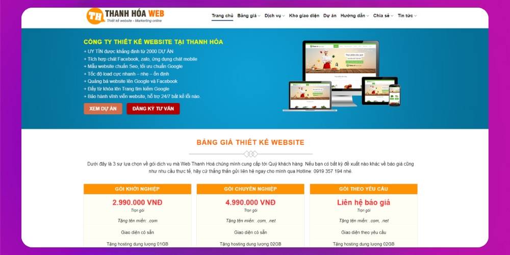 Đơn vị thiết kế website chất lượng, uy tín Thanh Hoá Web