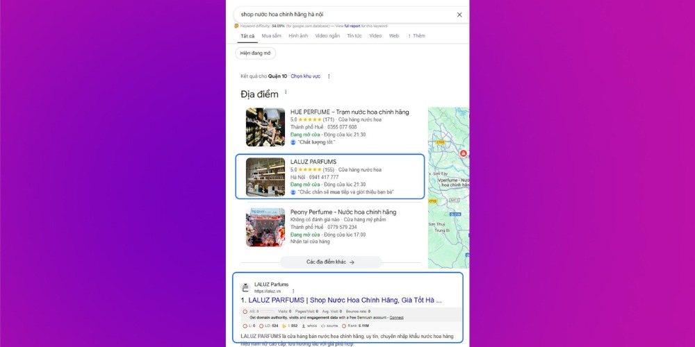Nước hoa LALUZ đăng ký Google Business thành công Nước hoa LALUZ đăng ký Google Business thành công