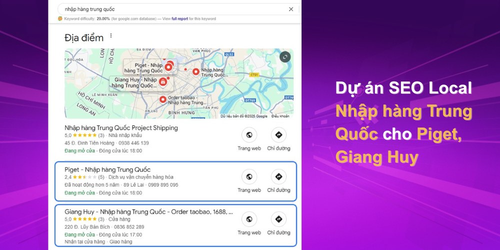 Dự án SEO Local Nhập hàng Trung Quốc do MONA thực hiện Dự án SEO Local Nhập hàng Trung Quốc do MONA thực hiện