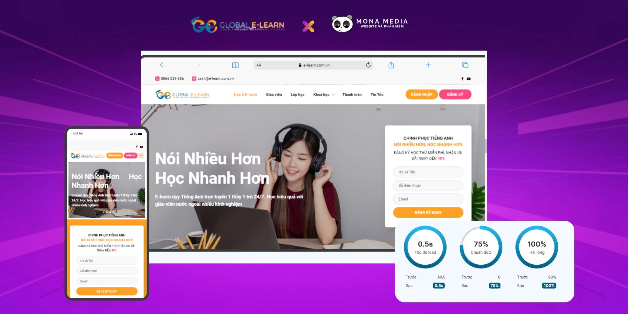 MONA thiết kế website trung tâm tiếng Anh Global E-Learn MONA thiết kế website trung tâm tiếng Anh Global E-Learn