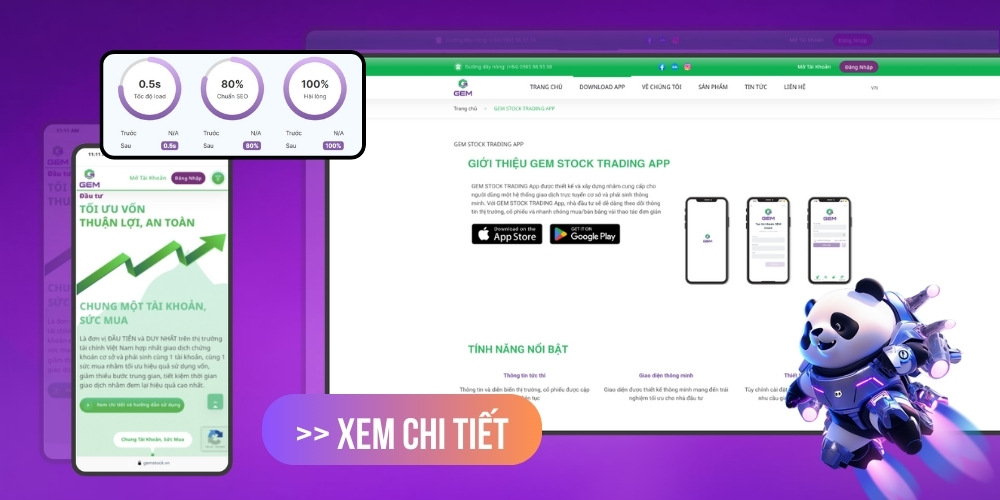 Dự án thiết kế web tài chính chứng khoán cho GEM