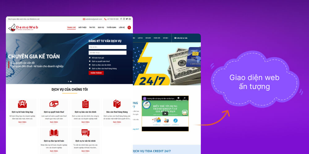 Giao diện web tài chính, kế toán