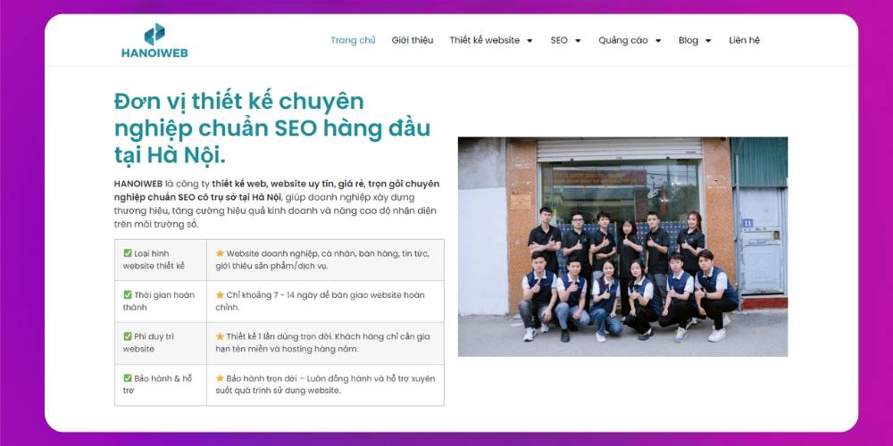 HANOIWEB cung cấp giải pháp thiết kế web trọn gói tại Hà Nội