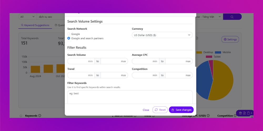 Lọc từ khóa theo điều kiện bằng Keyword Tool Lọc từ khóa theo điều kiện bằng Keyword Tool