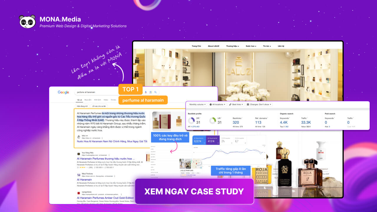 case study SEO hợp tác giữa LALUZ PARFUMS và MONA