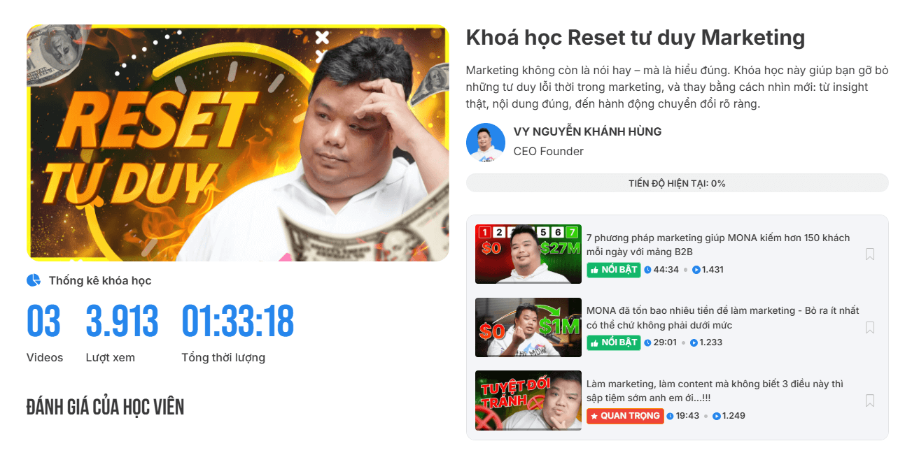 Khóa đào tạo marketing trên MONA SkillHub