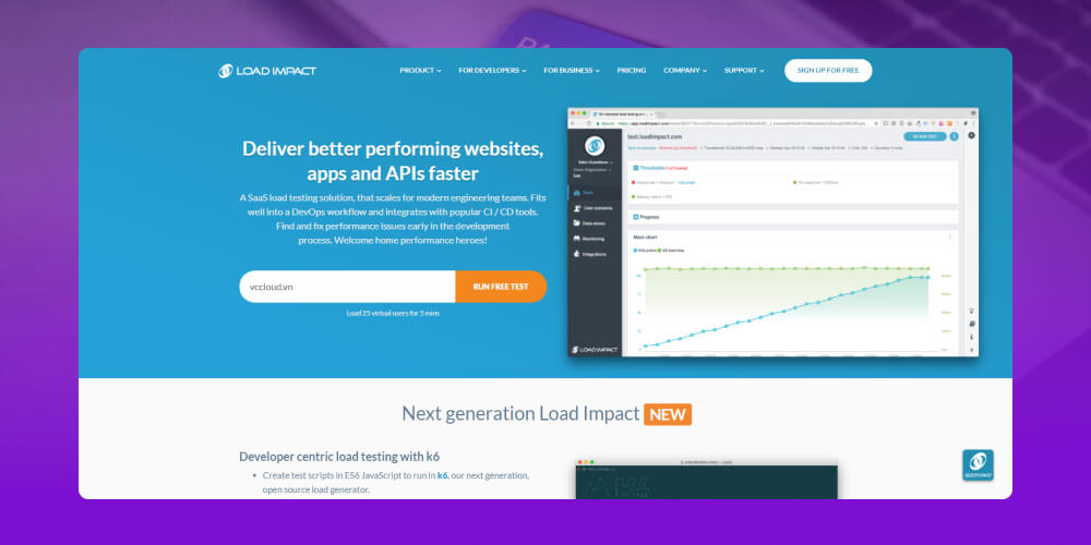 Kiểm tra tốc độ web với Load Impact