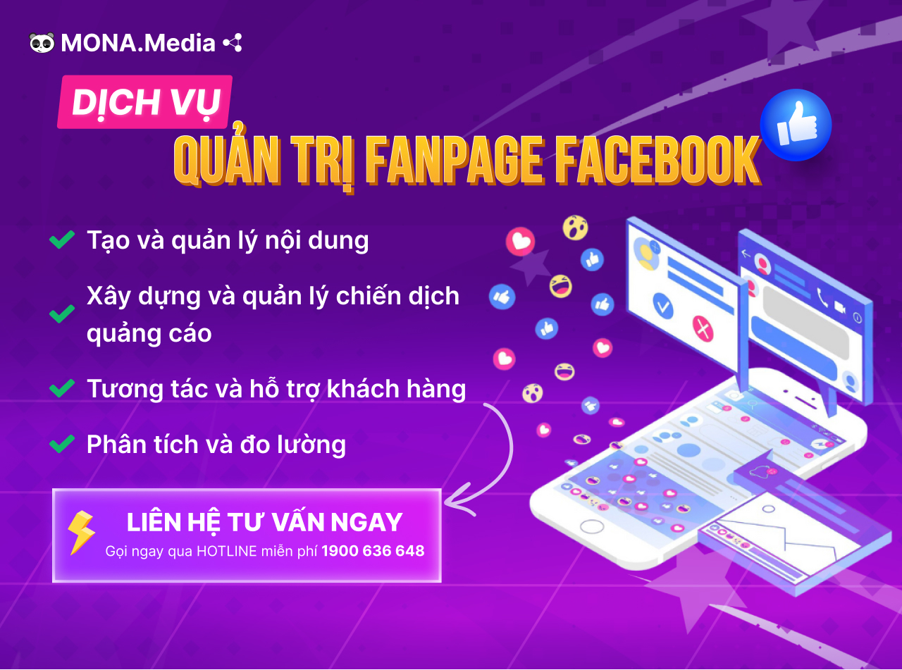 Liên hệ dịch vụ quản trị Fanpage Facebook tại MONA