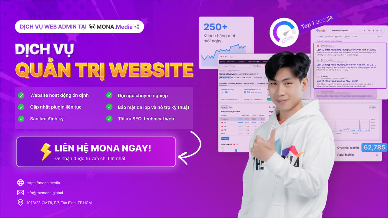 Dịch vụ quản trị website Web Admin tại MONA Media