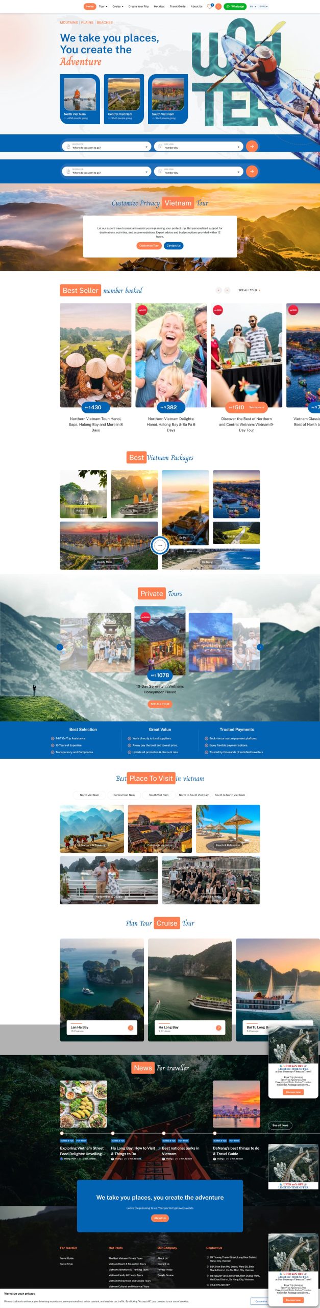 mẫu giao diện web du lịch ấn tượng