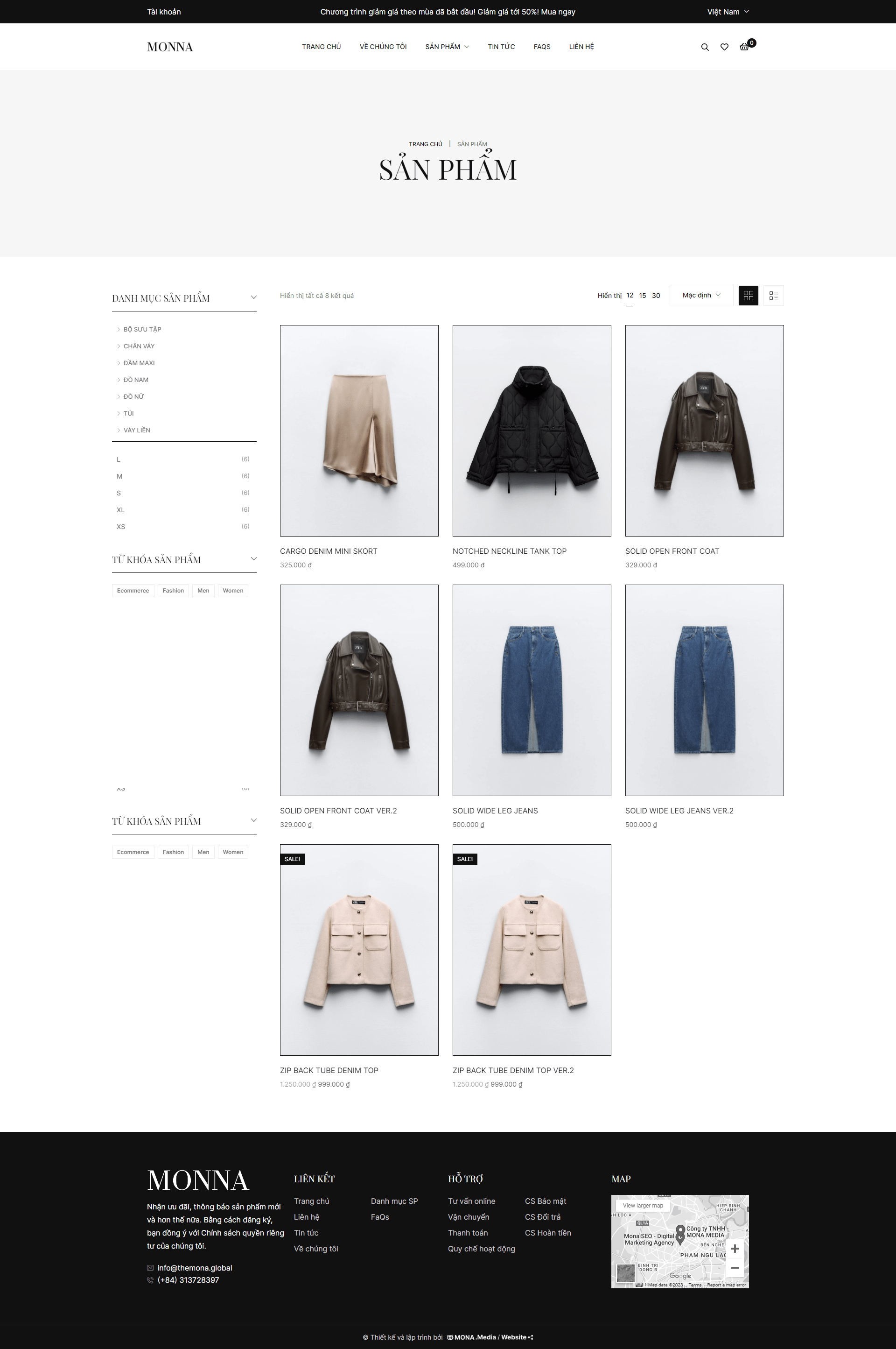 Mẫu thiết kế website bán hàng quần áo