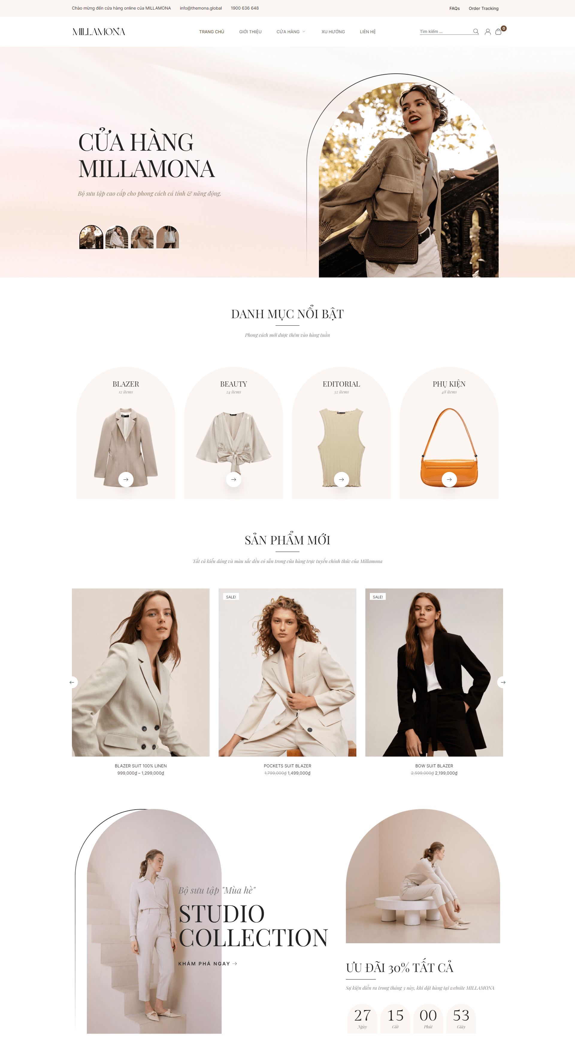 Mẫu website thời trang MONA 4