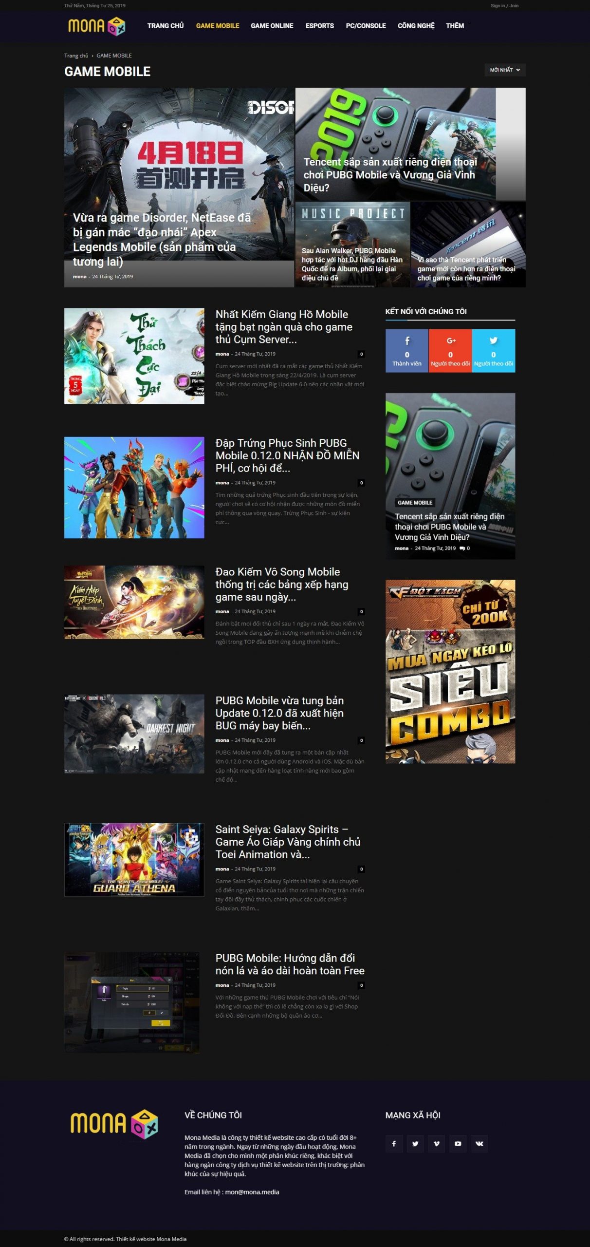 Mẫu website game online 