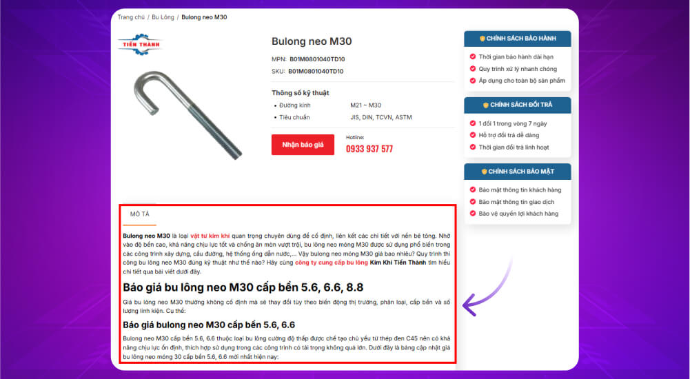 Mô tả sản phẩm chuẩn SEO