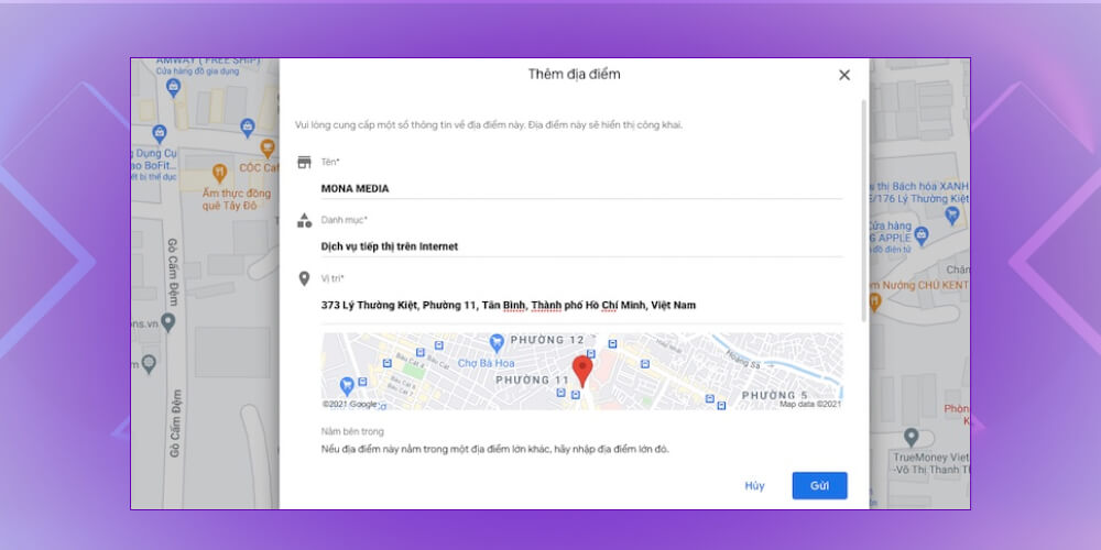 Điền thông tin doanh nghiệp trên Maps