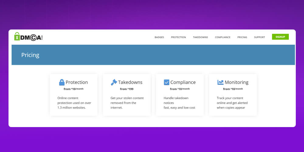 phí đăng ký DMCA PRO 