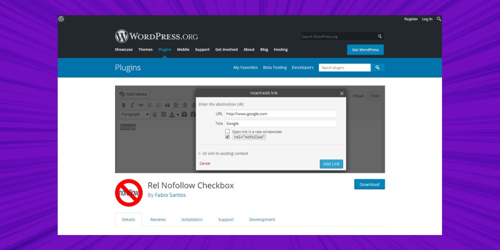 Plugin SEO Rel nofollow checkbox