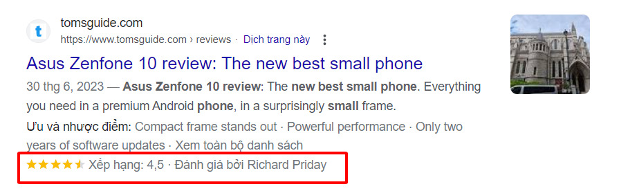 Rich Snippets theo dạng review