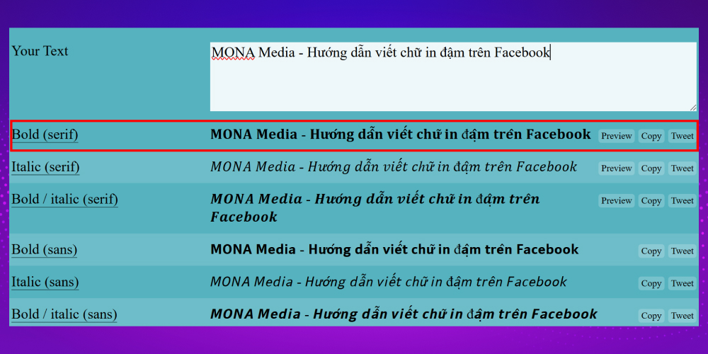 Sao chép nội dung đã in đâm lên bài viết Facebook từ YayText