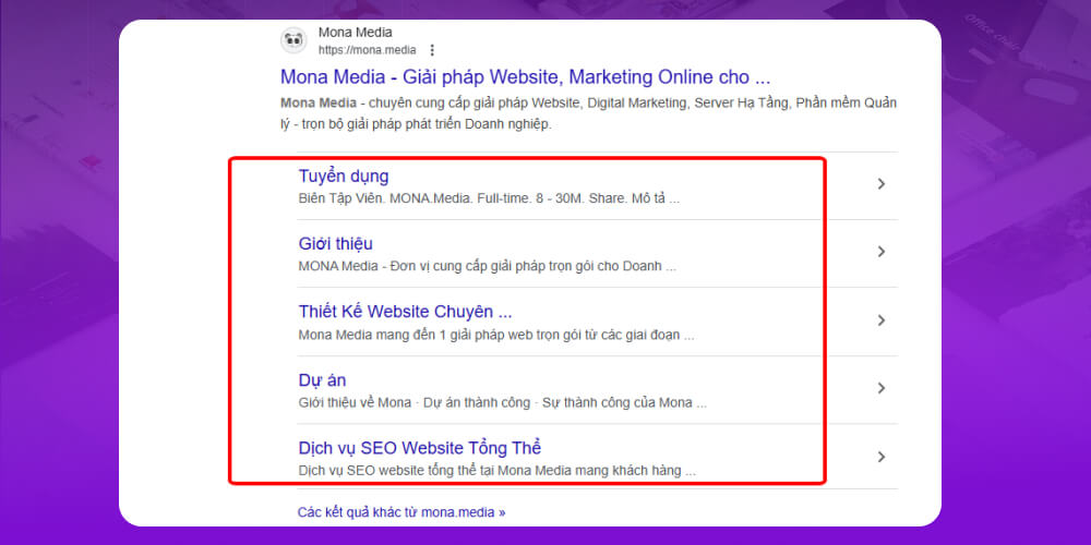 Sitelink Snippets 