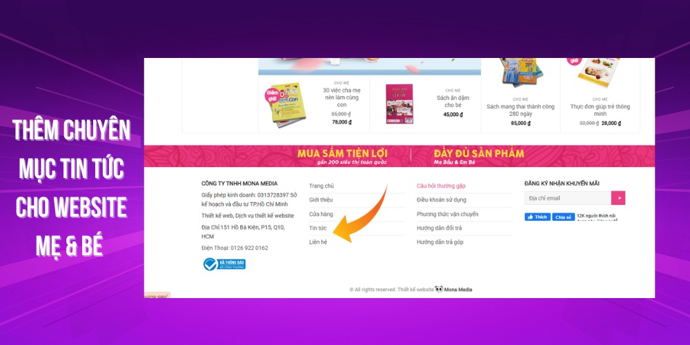 Thêm mục tin tức khi thiết kế web cho mẹ và bé Thêm mục tin tức khi thiết kế web cho mẹ và bé