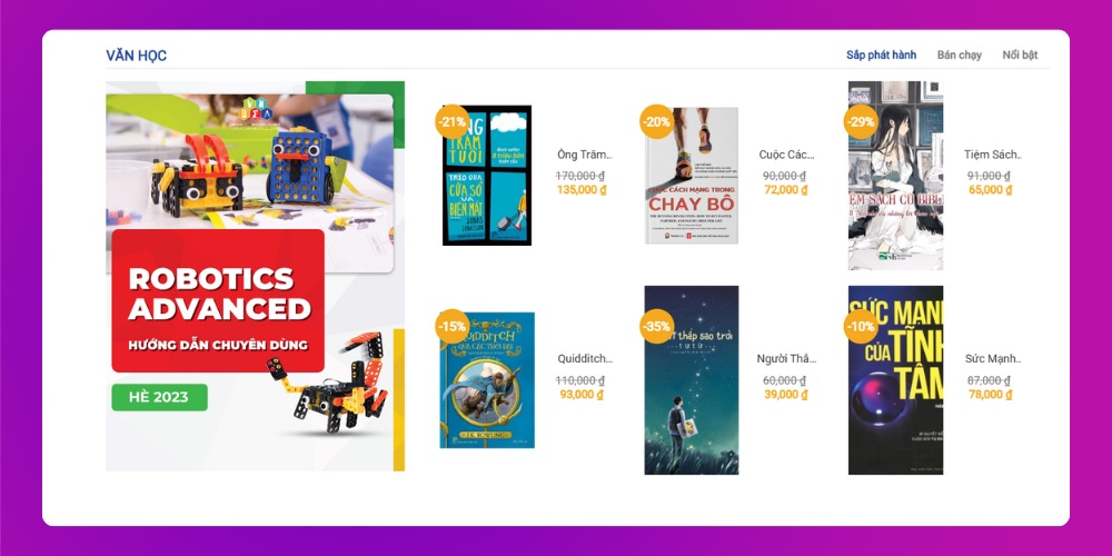 Thiết kế giao diện website bán sách, văn phòng phẩm