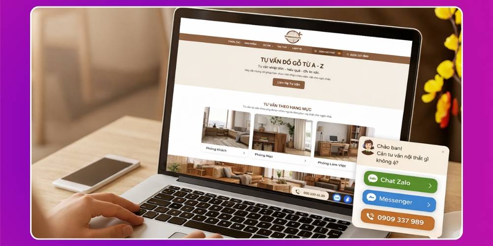 Xây dựng trang web bán đồ gỗ với các công cụ tư vấn trực tuyến hiệu quả