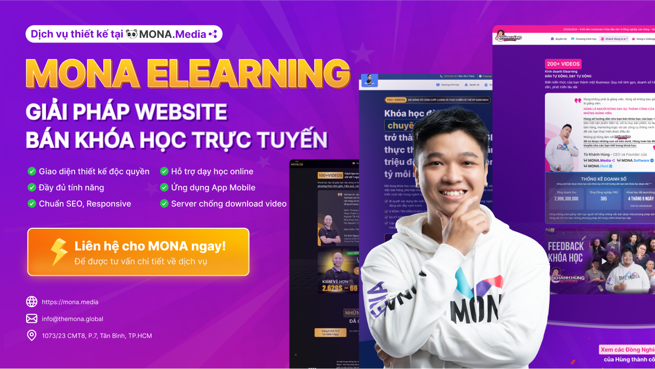 Giải pháp website, bán khóa học trực tuyến MONA Elearning