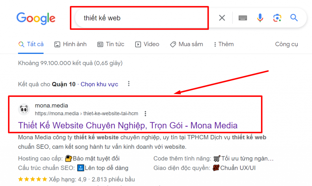 thiết kế web top 1 tìm kiếm google