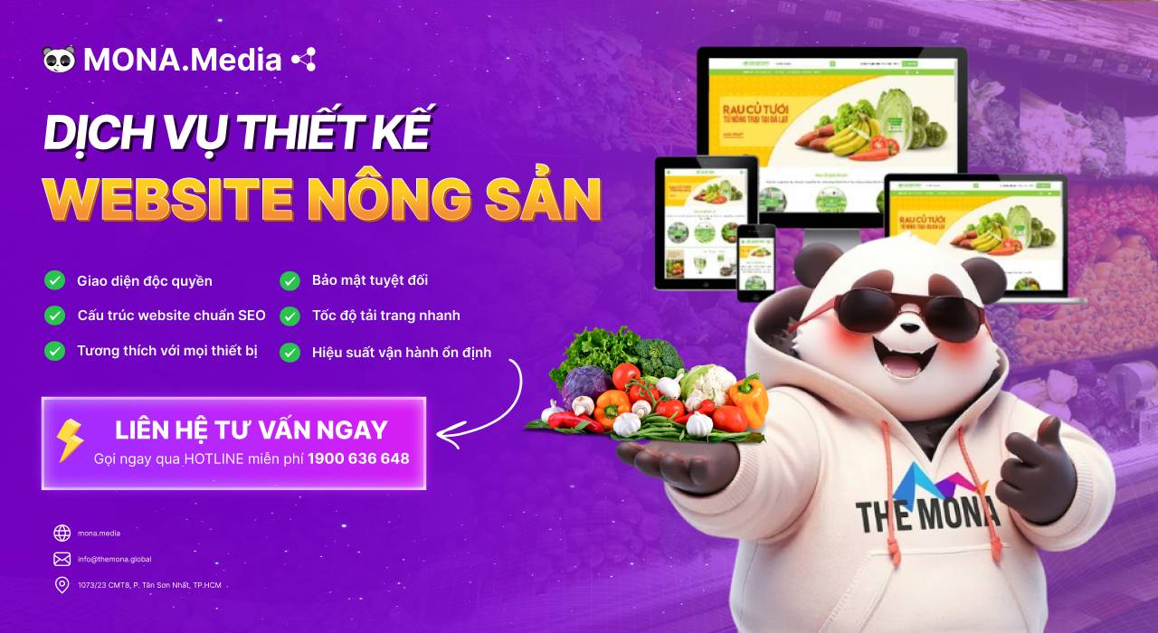 Dịch vụ thiết kế website bán hàng nông sản uy tín tại MONA