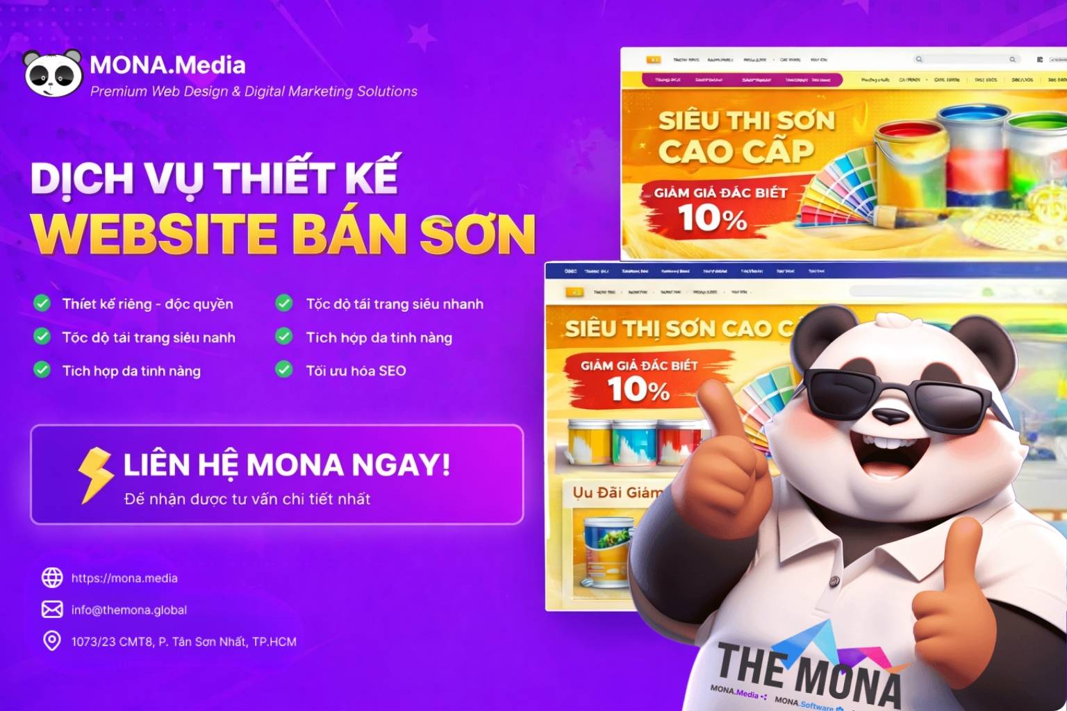 Dịch vụ thiết kế website bán sơn cao cấp, uy tín tại MONA