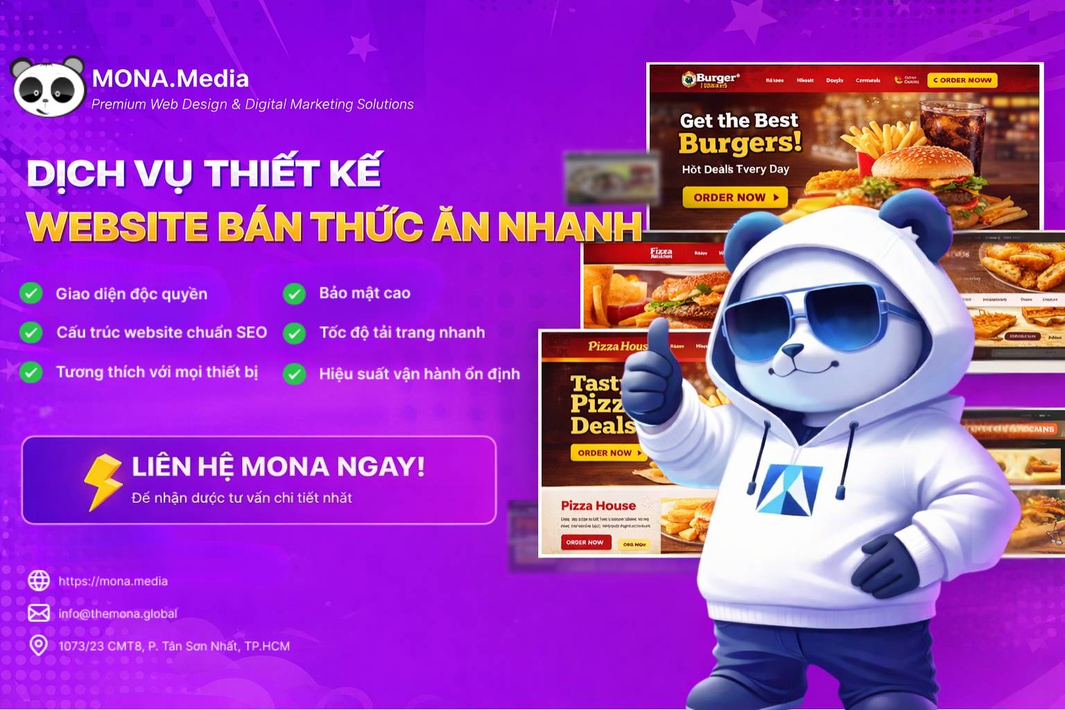 Thiết kế website bán đồ ăn nhanh chuyên nghiệp, trọn gói tại MONA