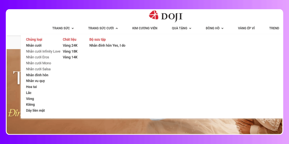 Thiết kế website cửa hàng trang sức với bộ lọc tìm kiếm nâng cao