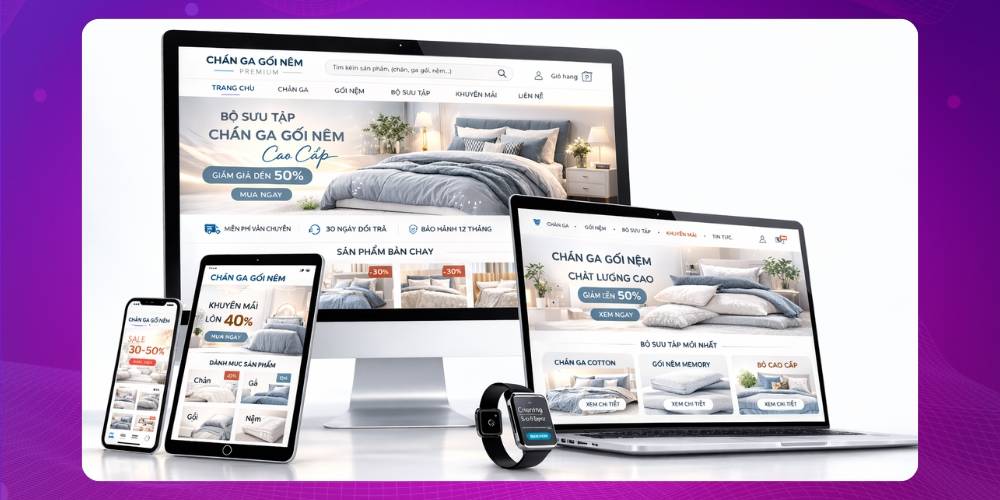 Thiết kế trang web bán chăn ga gối đệm responsive