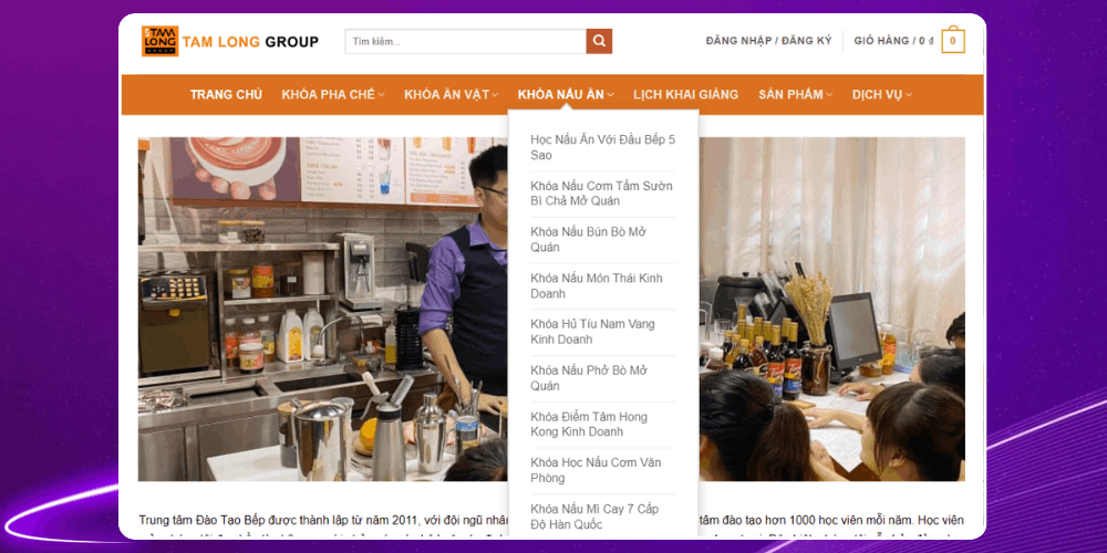 Thiết kế trang web dạy nấu ăn với bộ lọc tìm kiếm thông minh
