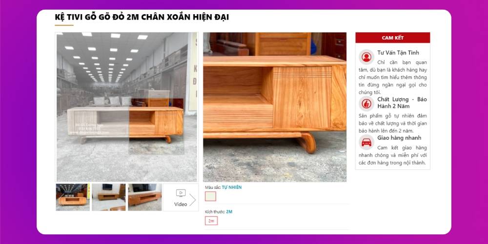 Xây dựng website đồ gỗ nội thất cần đảm bảo hình ảnh sắt nét, có thể zoom cận