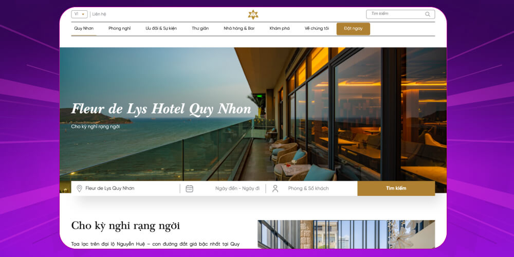 Thiết kế web cho khách sạn, resort Fleur De Lys Hotel 