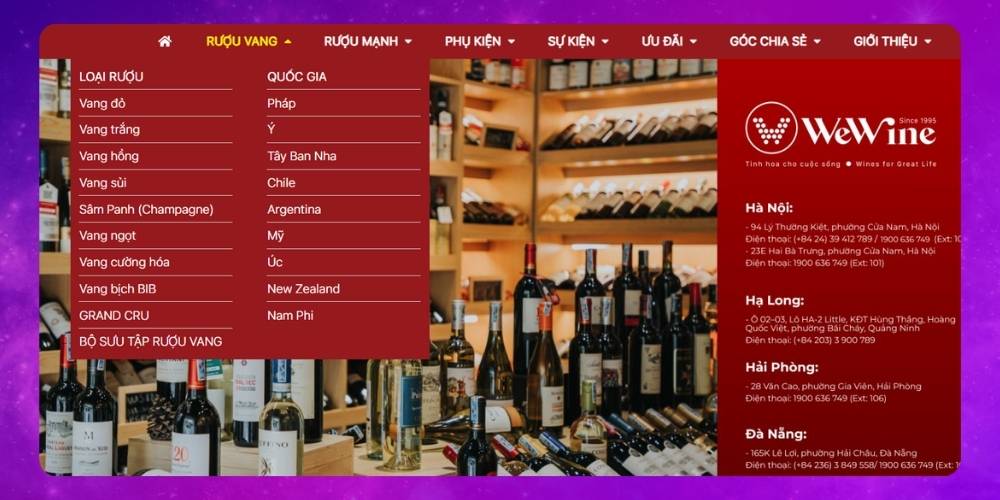 Thiết kế trang web bán rượu cần có bộ lọc chi tiết