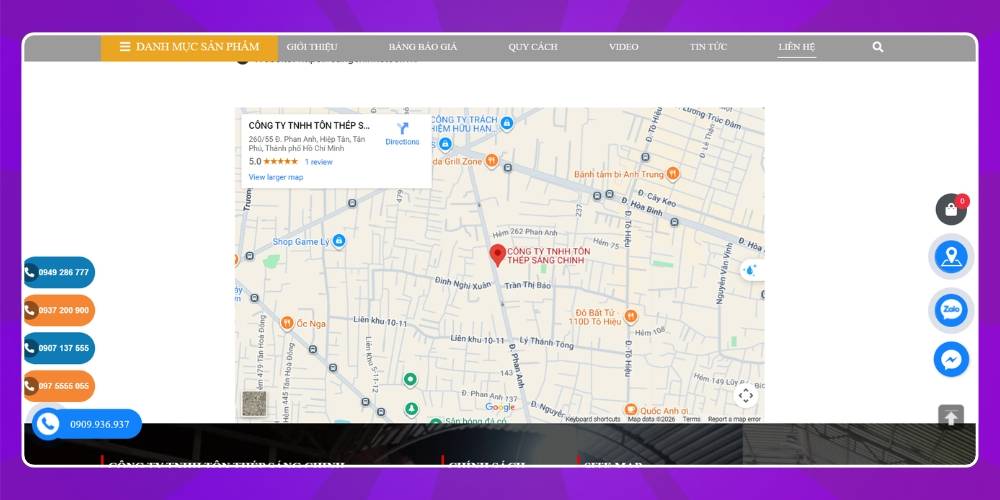 Làm website bán sắt thép tích hợp các công cụ hỗ trợ đầy đủ