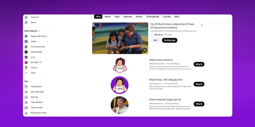 Tìm theo tên kênh