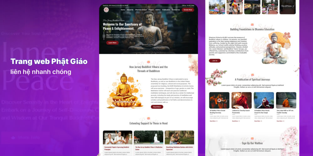 tính năng liên hệ website Phật giáo